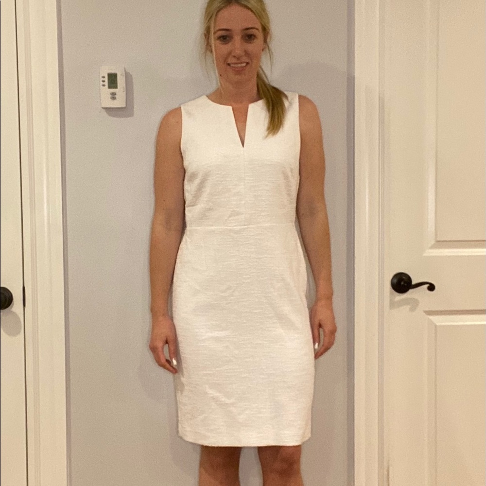Ann Taylor White ‘Tweed Like’ Fabric Pencil Dress